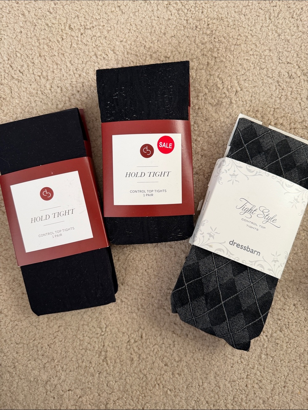 dressbarn Black & Gray Dress tights and Control-Top Tights Bundle